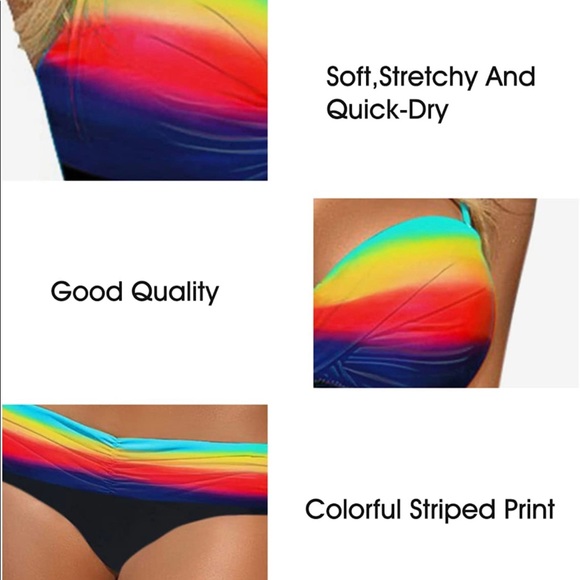 AStylish multi color rainbow ombré bikini 12-14 - Picture 2 of 7